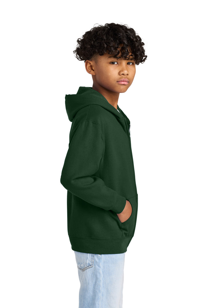 ForestGrn Jerzees - Youth NuBlend Full-Zip Hooded Sweatshirt. 993B