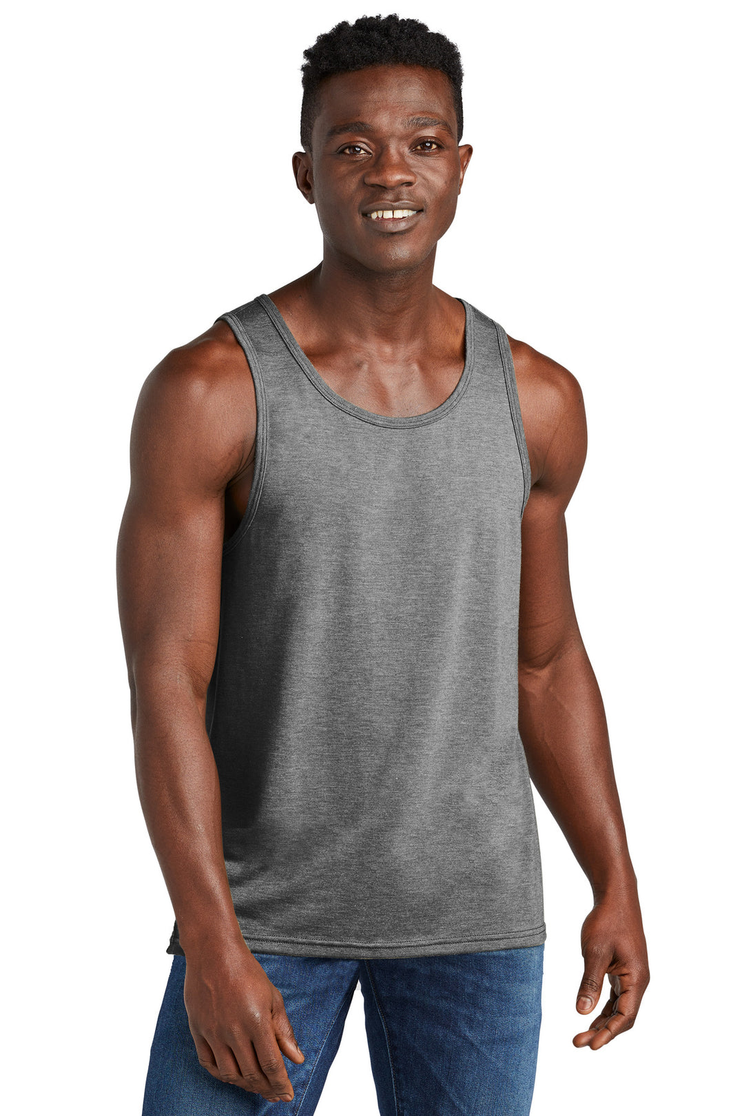 Front View of AlumGrey Allmade Unisex Tri-Blend Tank AL2019