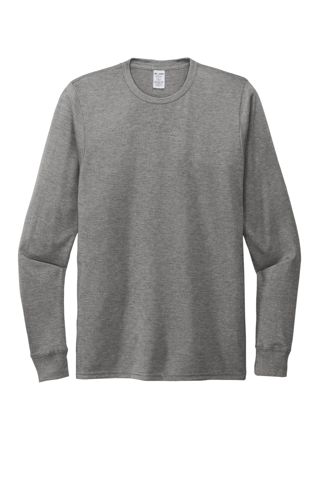 Front View of Aluminum Grey Allmade Unisex Tri-Blend Long Sleeve Tee AL6004