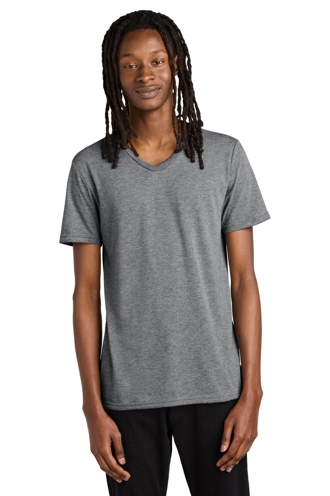 Front View of Aluminum Grey Allmade Unisex Tri-Blend V-Neck Tee AL2014