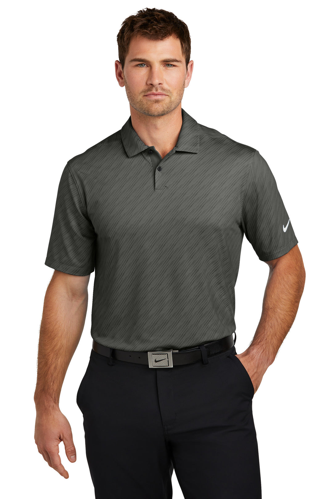 Front View of Anthracite Nike Vapor Dash Polo NKDX6688