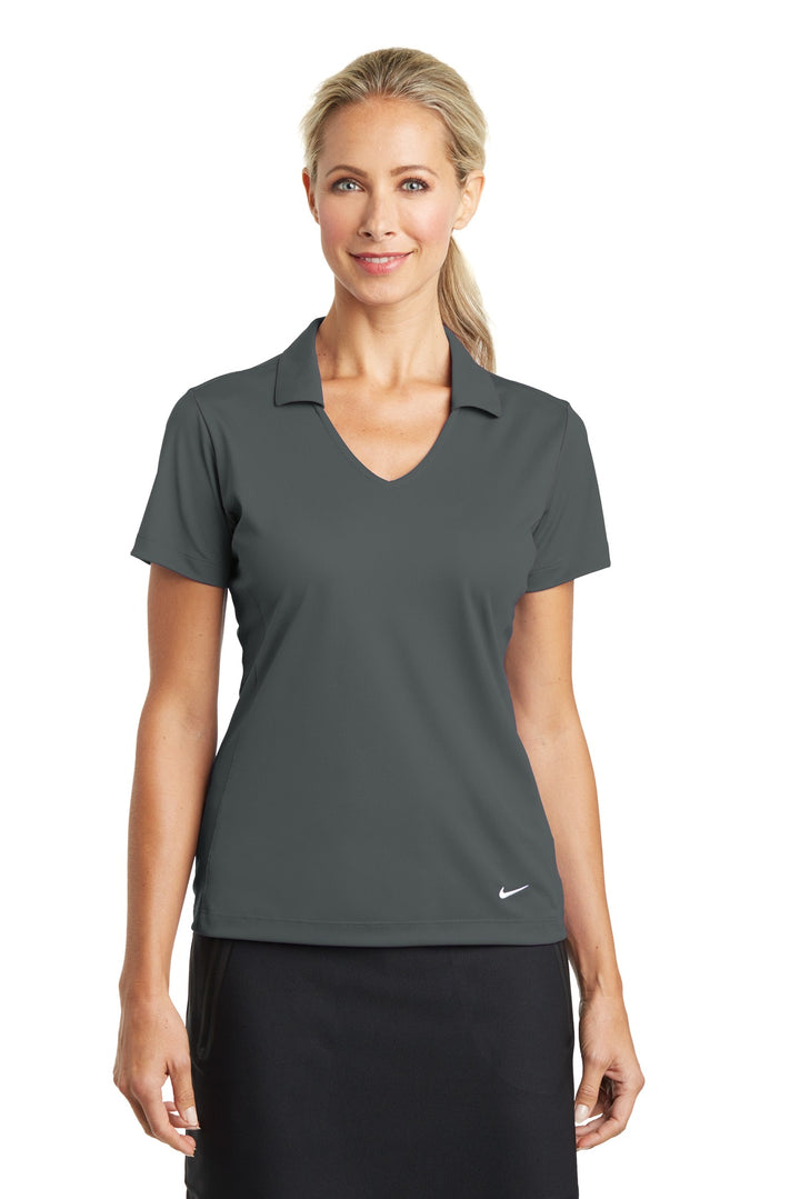 Front View of Anthracite Nike Women's Dri-FIT Vertical Mesh Polo. 637165