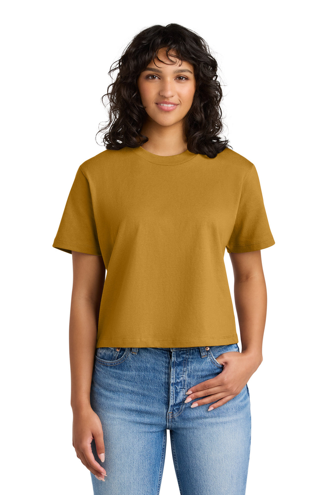 Front View of AntqGold Next Level Apparel Women's Heavyweight Boxy Tee NL7610