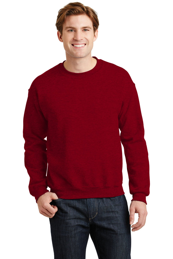 Front View of Antqu Chry Red Gildan Heavy Blend Crewneck Sweatshirt. 18000