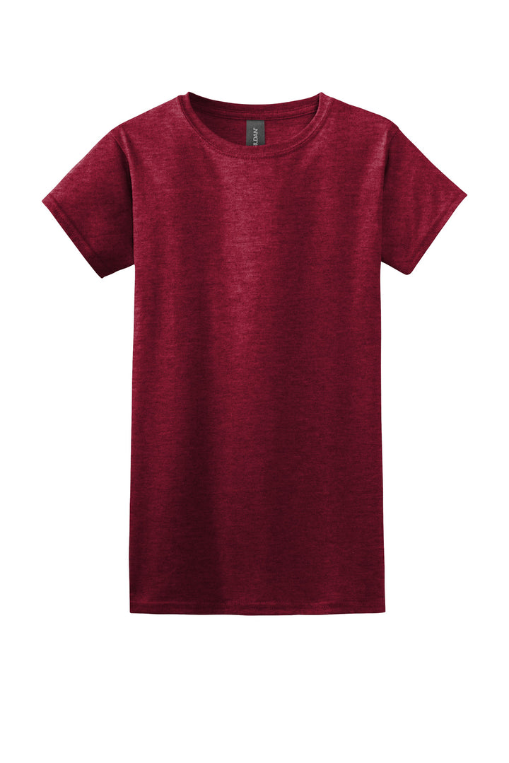 Front View of Antqu Chry Red Gildan Softstyle Women's T-Shirt. 64000L