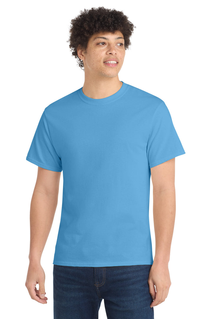 Front View of Aquatic Blue Port & Company - Core Cotton Tee. PC54