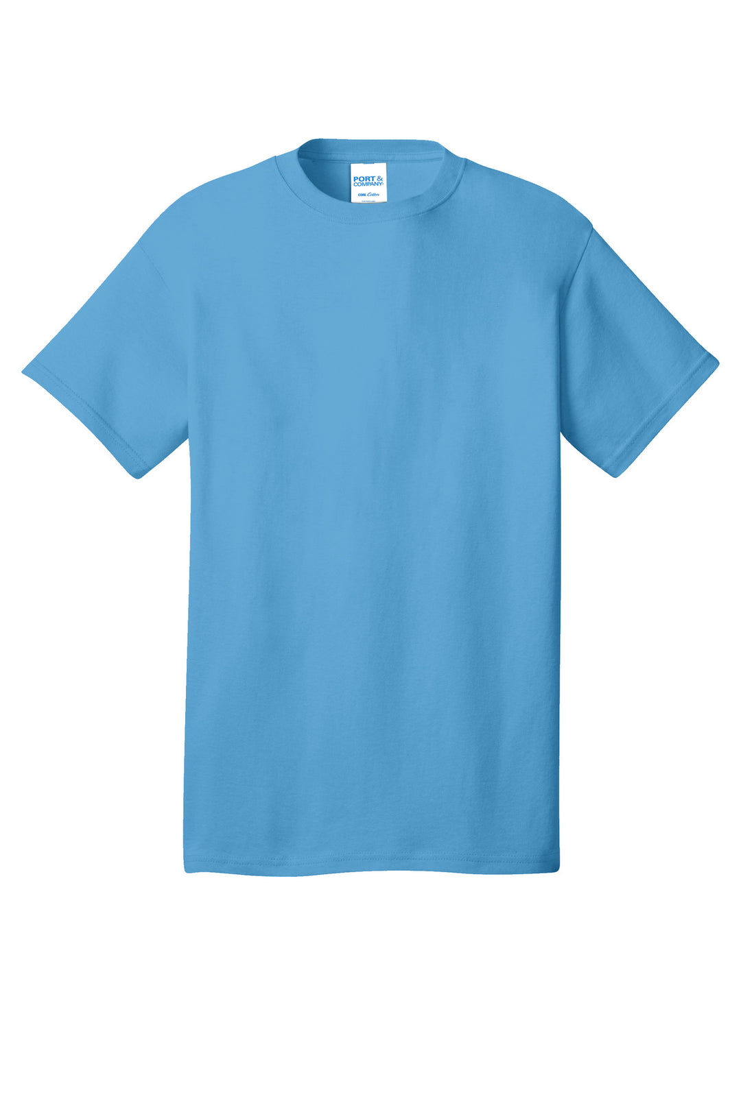 Front View of Aquatic Blue Port & Company - Core Cotton Tee. PC54