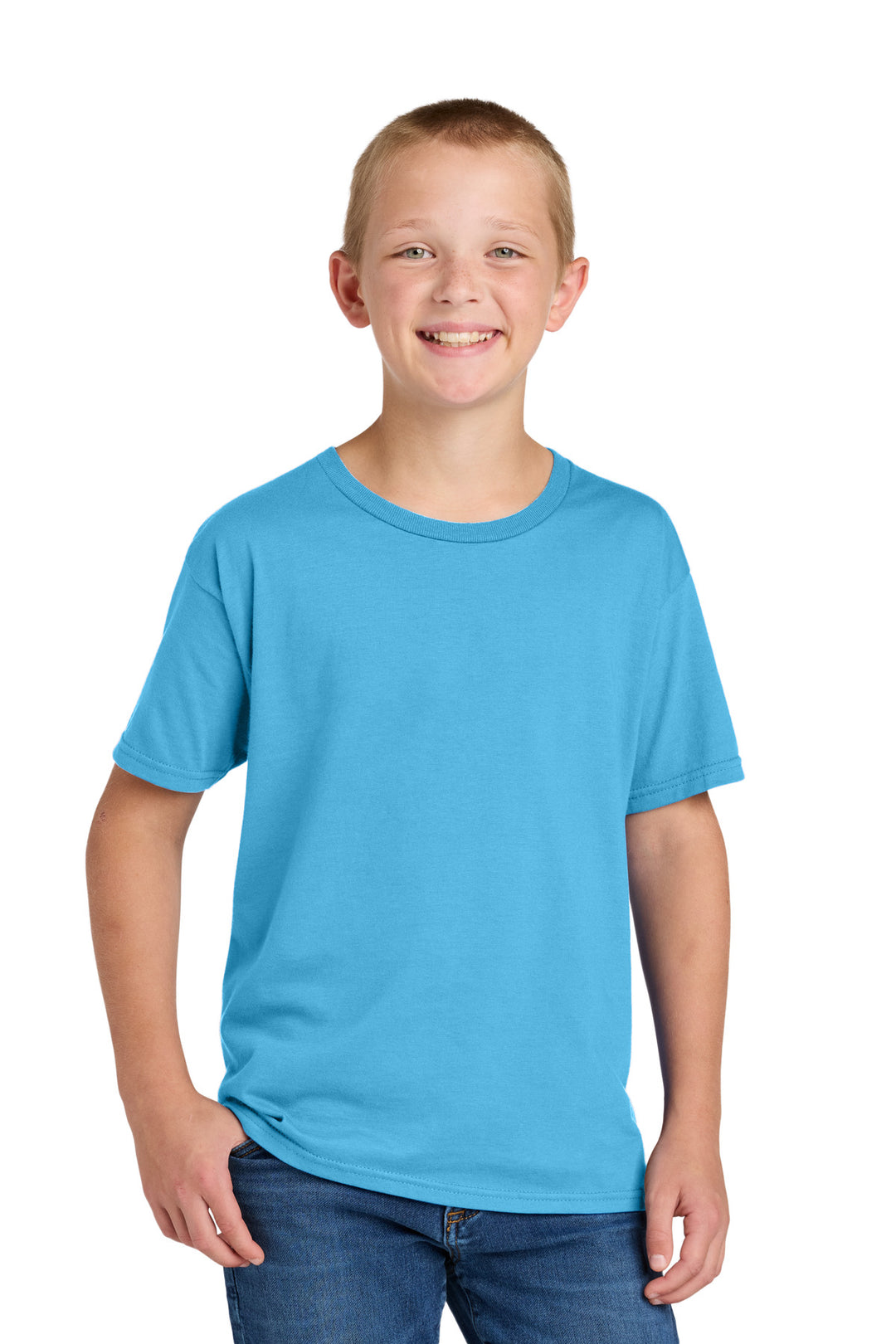 Front View of AquaticBl Jerzees Classics Youth Cotton T-Shirt 363Y