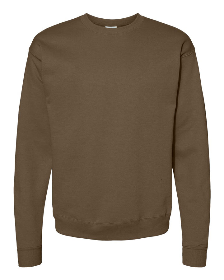 Front View of Army Brown Ecosmart® Crewneck Sweatshirt - P160