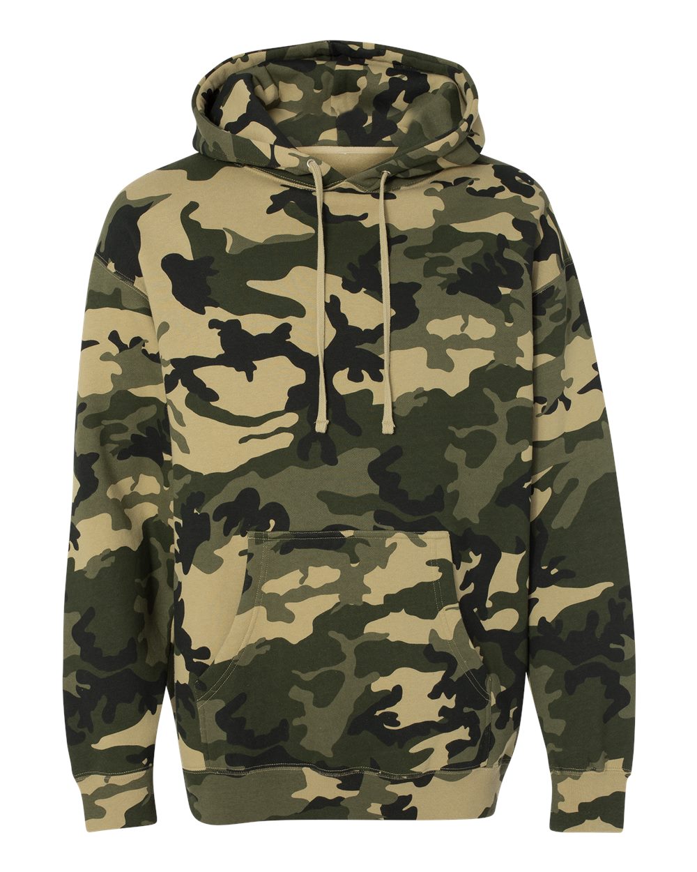 Front View of Army Camo Heavyweight Hooded Sweatshirt - IND4000