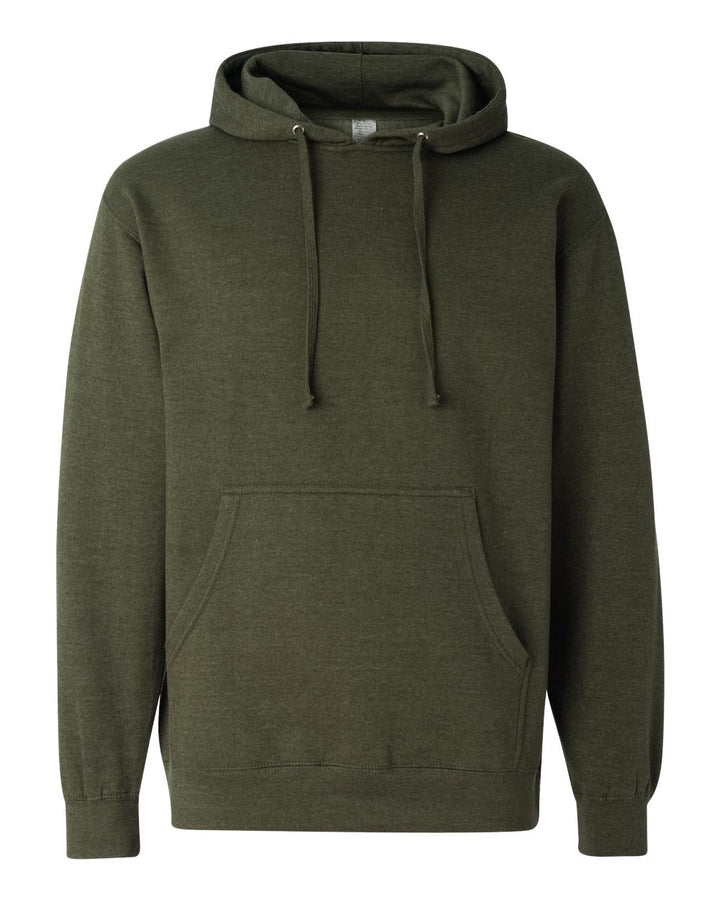 Front View of Army Heather Midweight Hooded Sweatshirt - SS4500