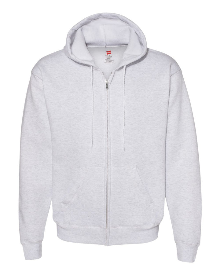 Front View of Ash Ecosmart® Full-Zip Hooded Sweatshirt - P180