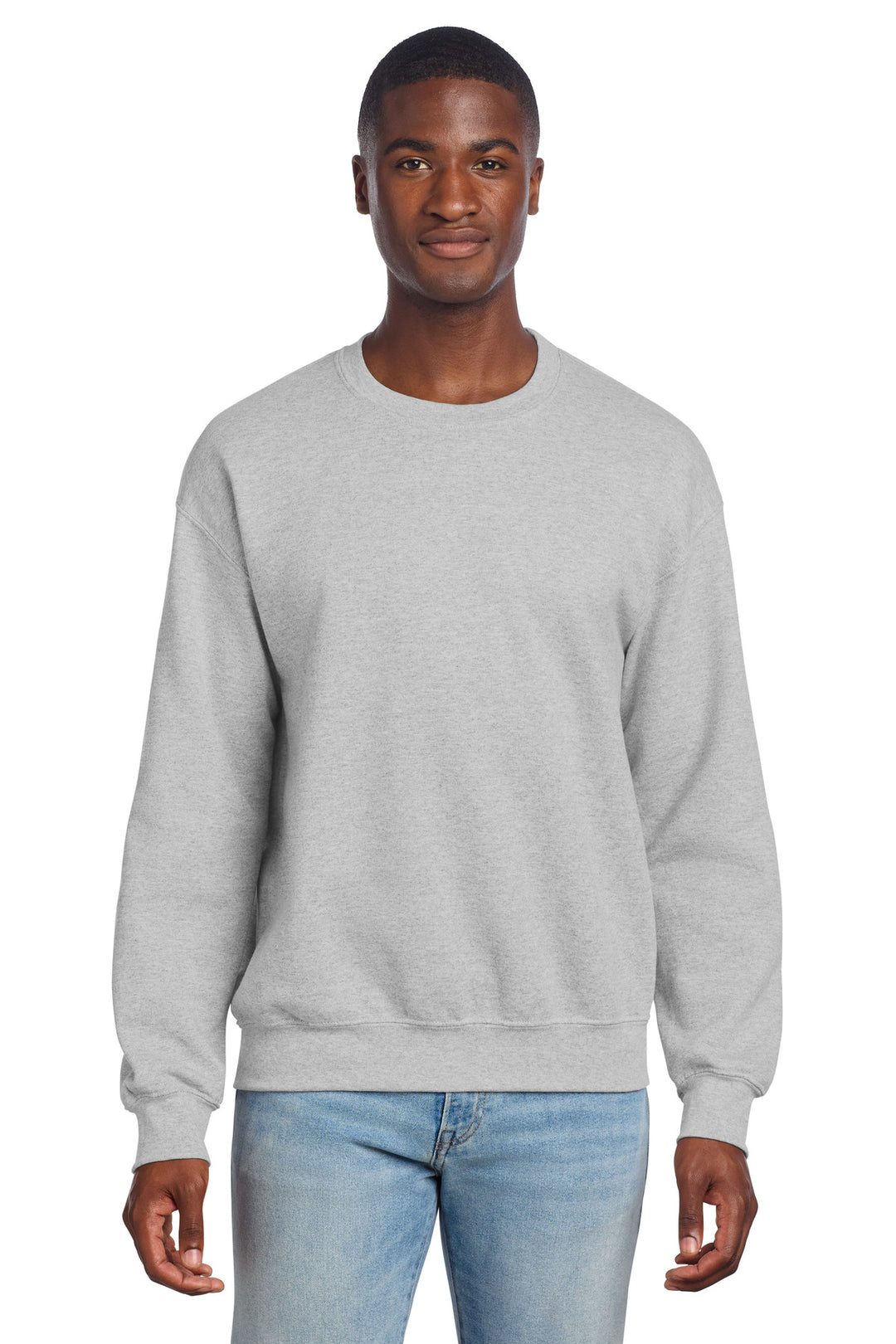 Front View of Ash Gildan - DryBlend Crewneck Sweatshirt. 12000