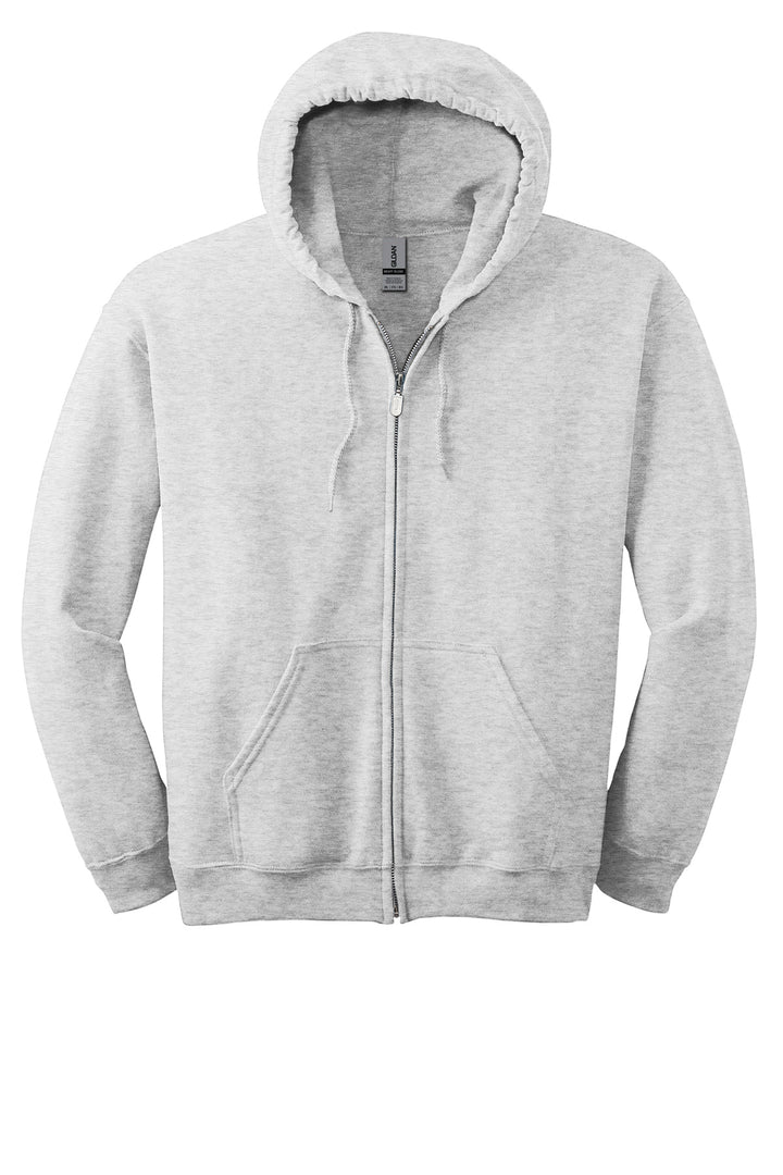 Front View of Ash Gildan - Heavy Blend Full-Zip Hooded Sweatshirt. 18600
