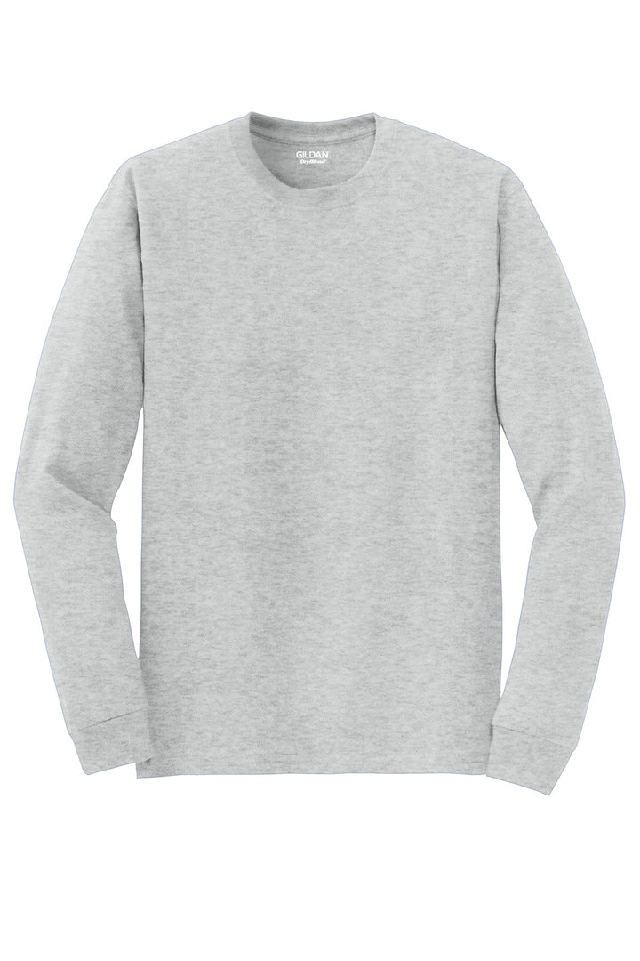 Front View of Ash Grey Gildan - DryBlend 50 Cotton/50 Poly Long Sleeve T-Shirt. 8400