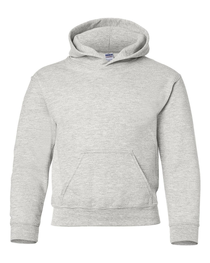 Front View of Ash Heavy Blend™ Youth Hooded Sweatshirt - 18500B