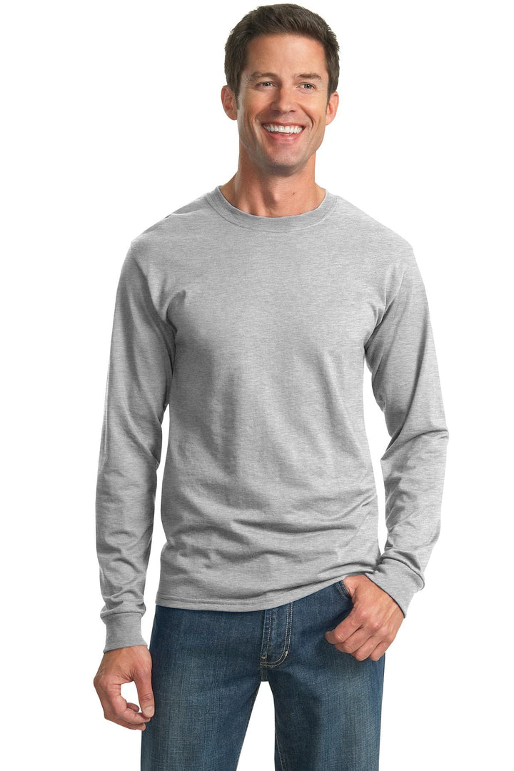 Front View of Ash Jerzees - Dri-Power 50/50 Cotton/Poly Long Sleeve T-Shirt. 29LS