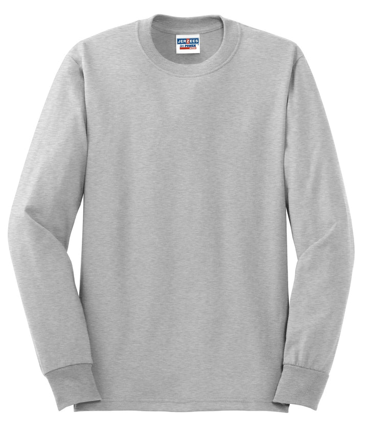Front View of Ash Jerzees - Dri-Power 50/50 Cotton/Poly Long Sleeve T-Shirt. 29LS