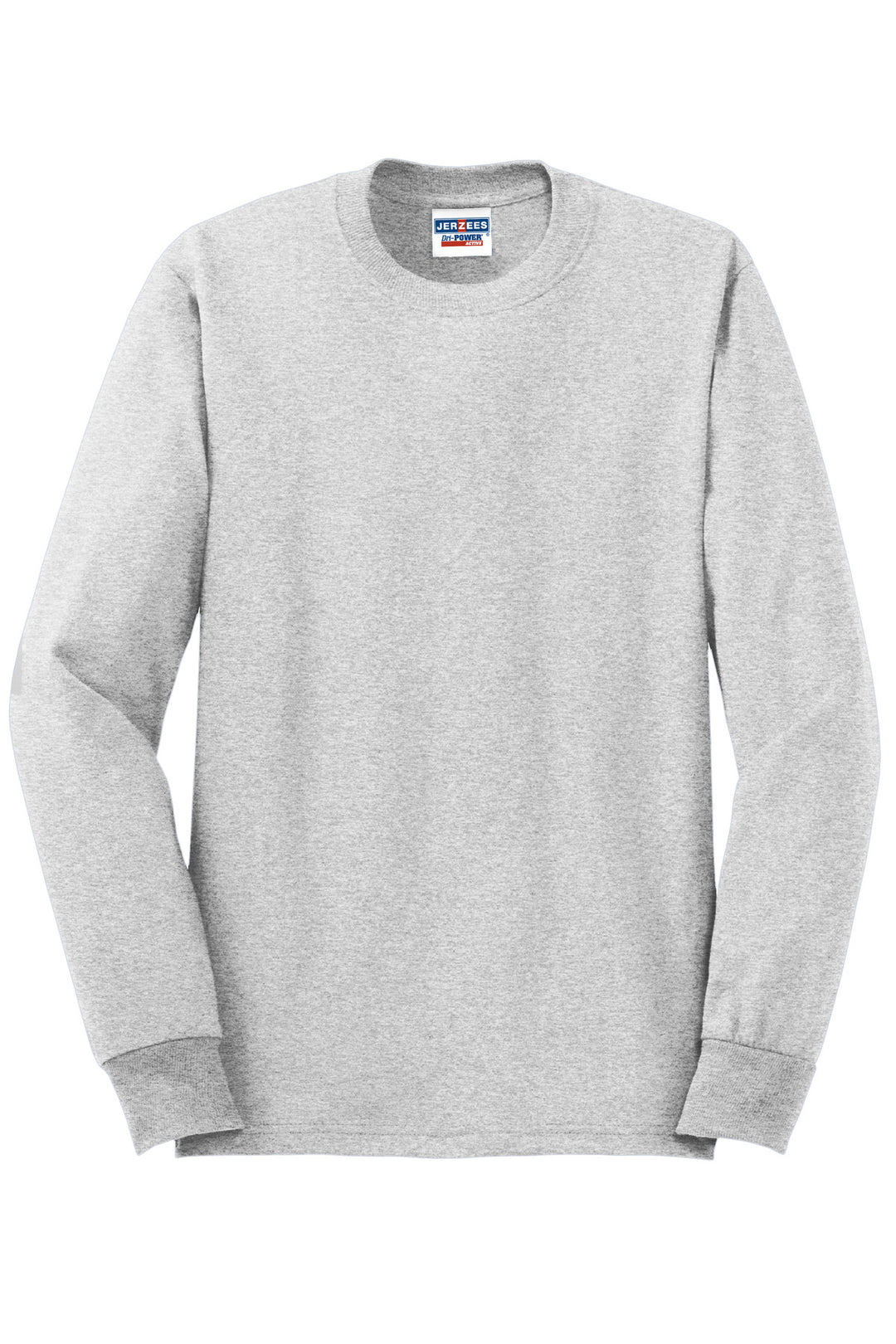 Front View of Ash Jerzees - Dri-Power 50/50 Cotton/Poly Long Sleeve T-Shirt. 29LS
