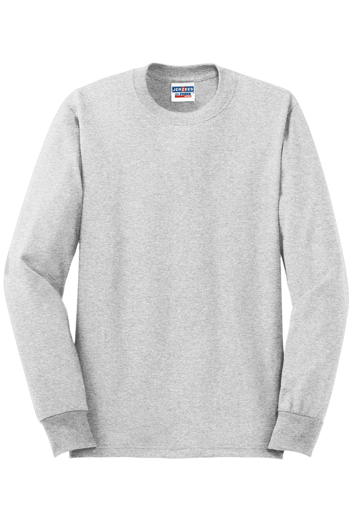 Front View of Ash Jerzees - Dri-Power 50/50 Cotton/Poly Long Sleeve T-Shirt. 29LS