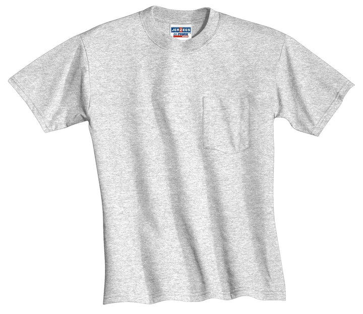 Front View of Ash Jerzees - Dri-Power 50/50 Cotton/Poly Pocket T-Shirt. 29MP