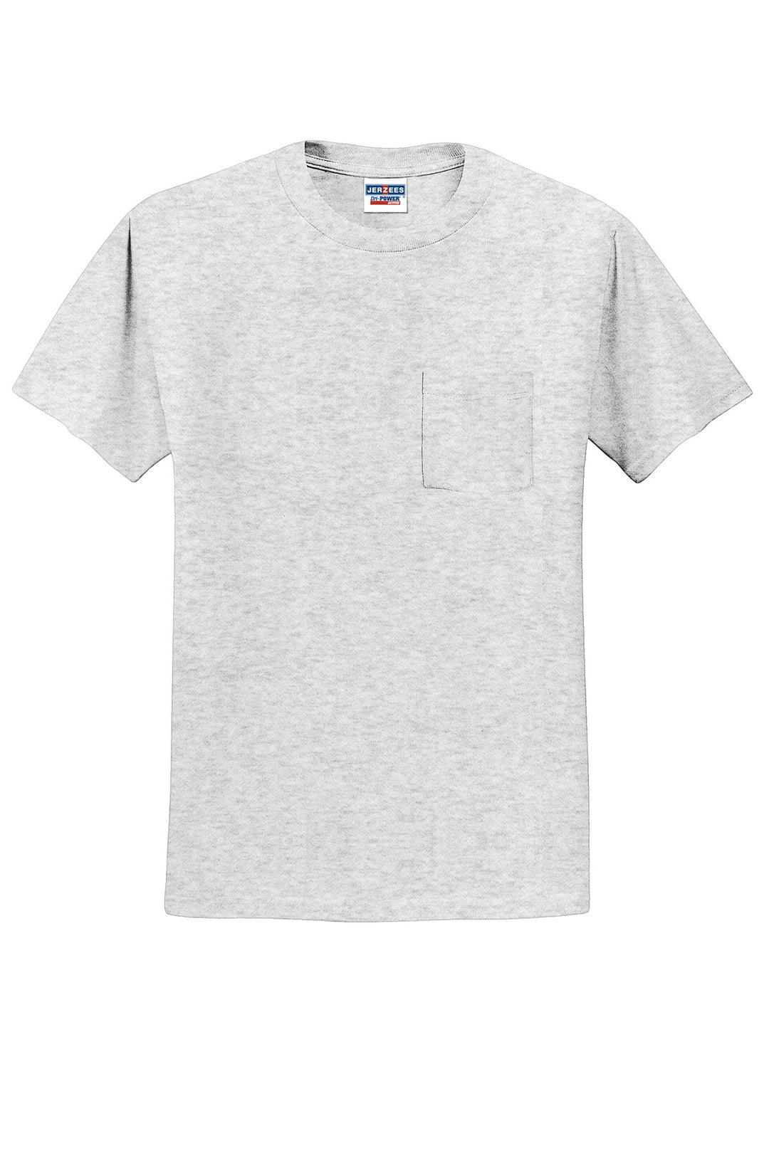 Front View of Ash Jerzees - Dri-Power 50/50 Cotton/Poly Pocket T-Shirt. 29MP