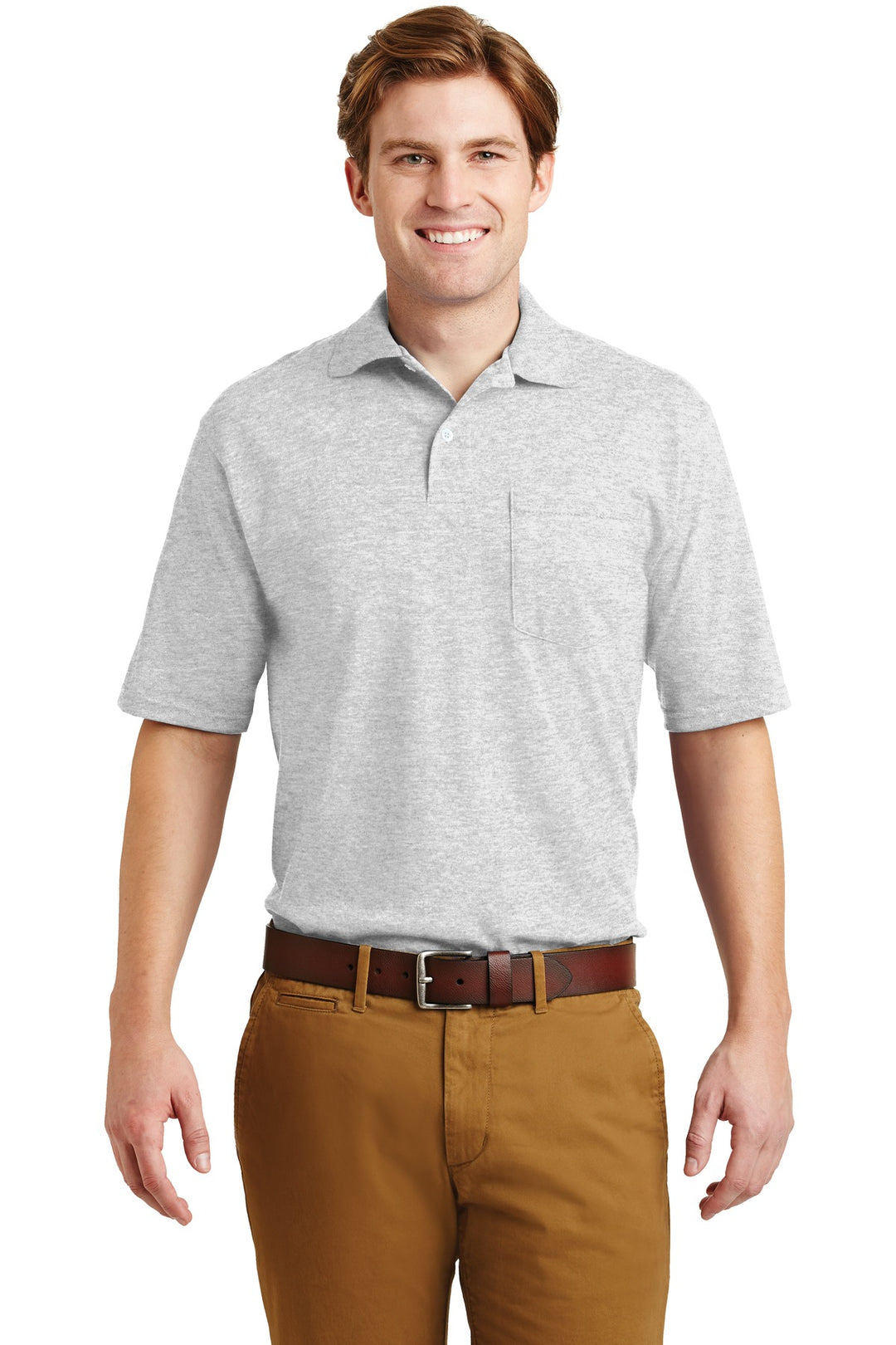 Front View of Ash Jerzees Dri-Power Pocket Sport Shirt. 436MP