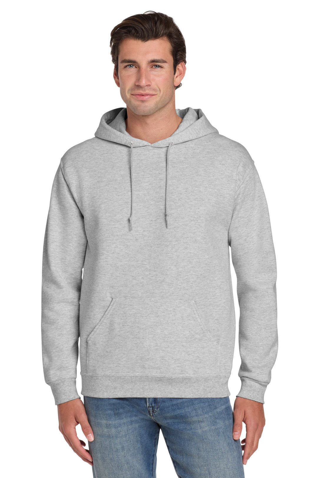 Front View of Ash Jerzees Super Sweats NuBlend - Pullover Hooded Sweatshirt. 4997M
