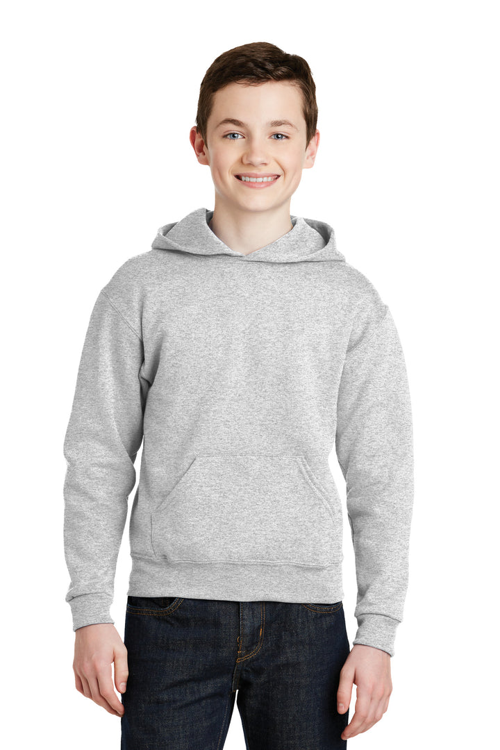 Front View of Ash Jerzees - Youth NuBlend Pullover Hooded Sweatshirt. 996Y