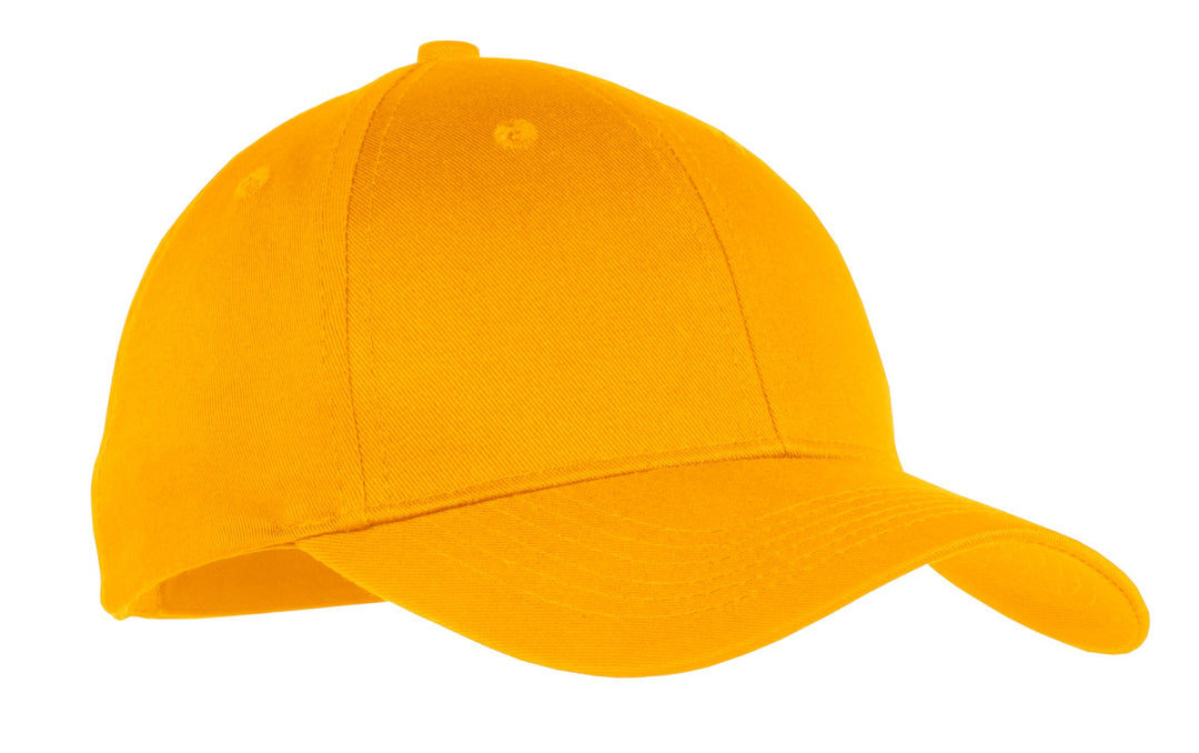 Front View of Ath Gold Port & Company Youth Six-Panel Twill Cap. YCP80