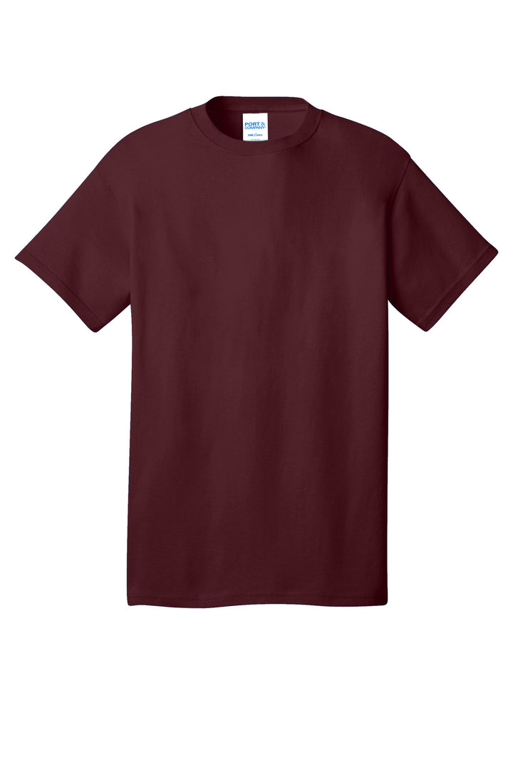 Front View of Ath Maroon Port & Company - Core Cotton Tee. PC54
