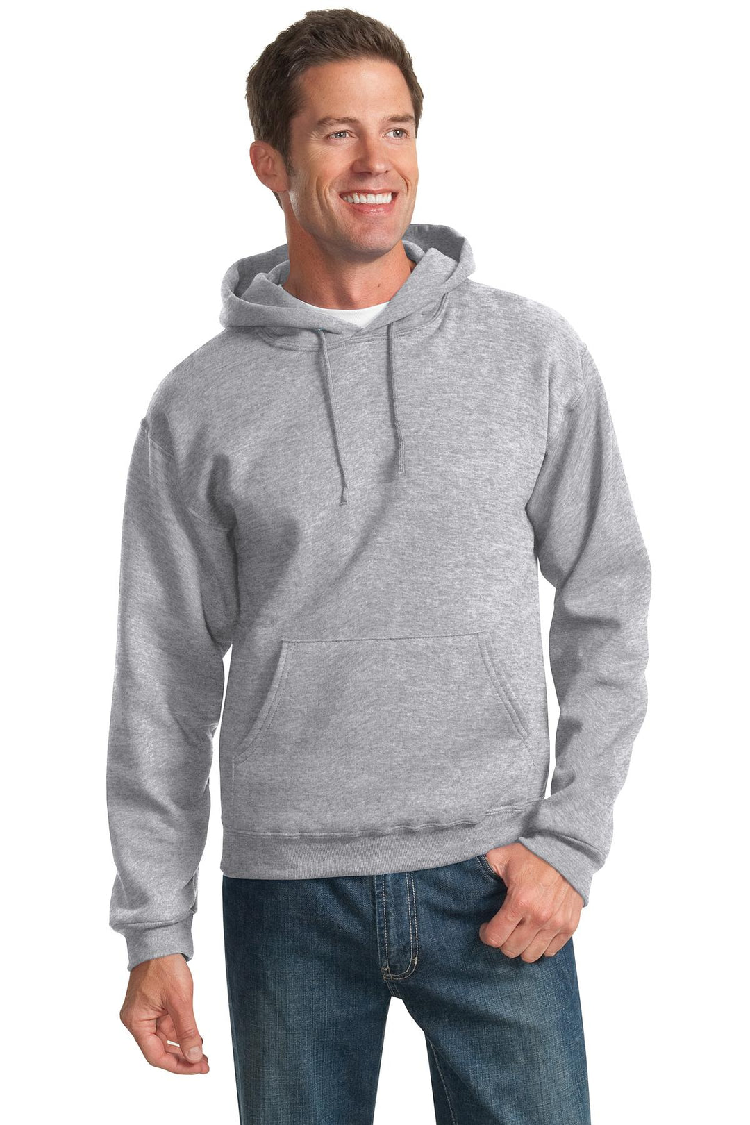 Front View of Athl Heather Jerzees NuBlend Pullover Hooded Sweatshirt. 996M