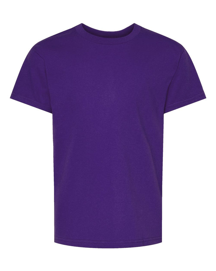 Front View of Athletic Purple Essential-T Youth T-Shirt - 5480