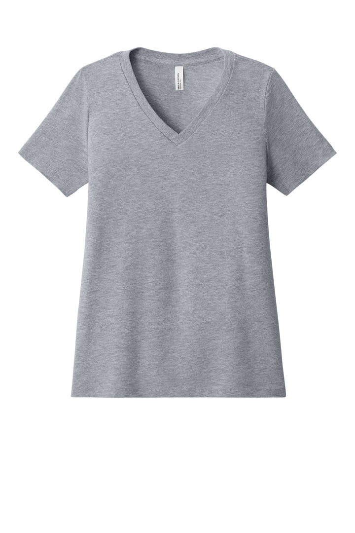 Front View of AthlHthr BELLA+CANVAS Women's Relaxed Heather CVC V-Neck Tee BC6405CVC