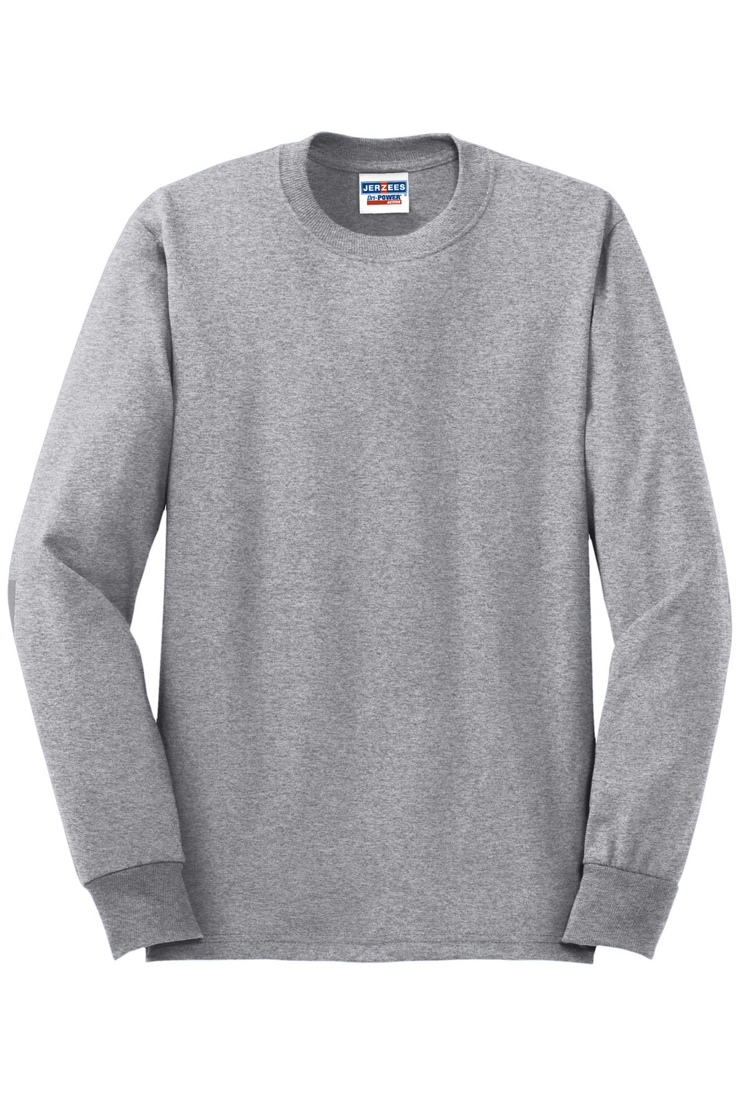 Front View of AthlHthr Jerzees - Dri-Power 50/50 Cotton/Poly Long Sleeve T-Shirt. 29LS