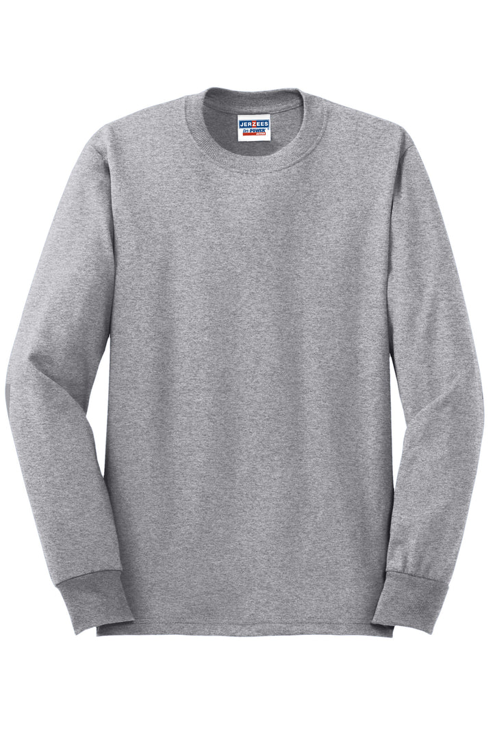 Front View of AthlHthr Jerzees - Dri-Power 50/50 Cotton/Poly Long Sleeve T-Shirt. 29LS