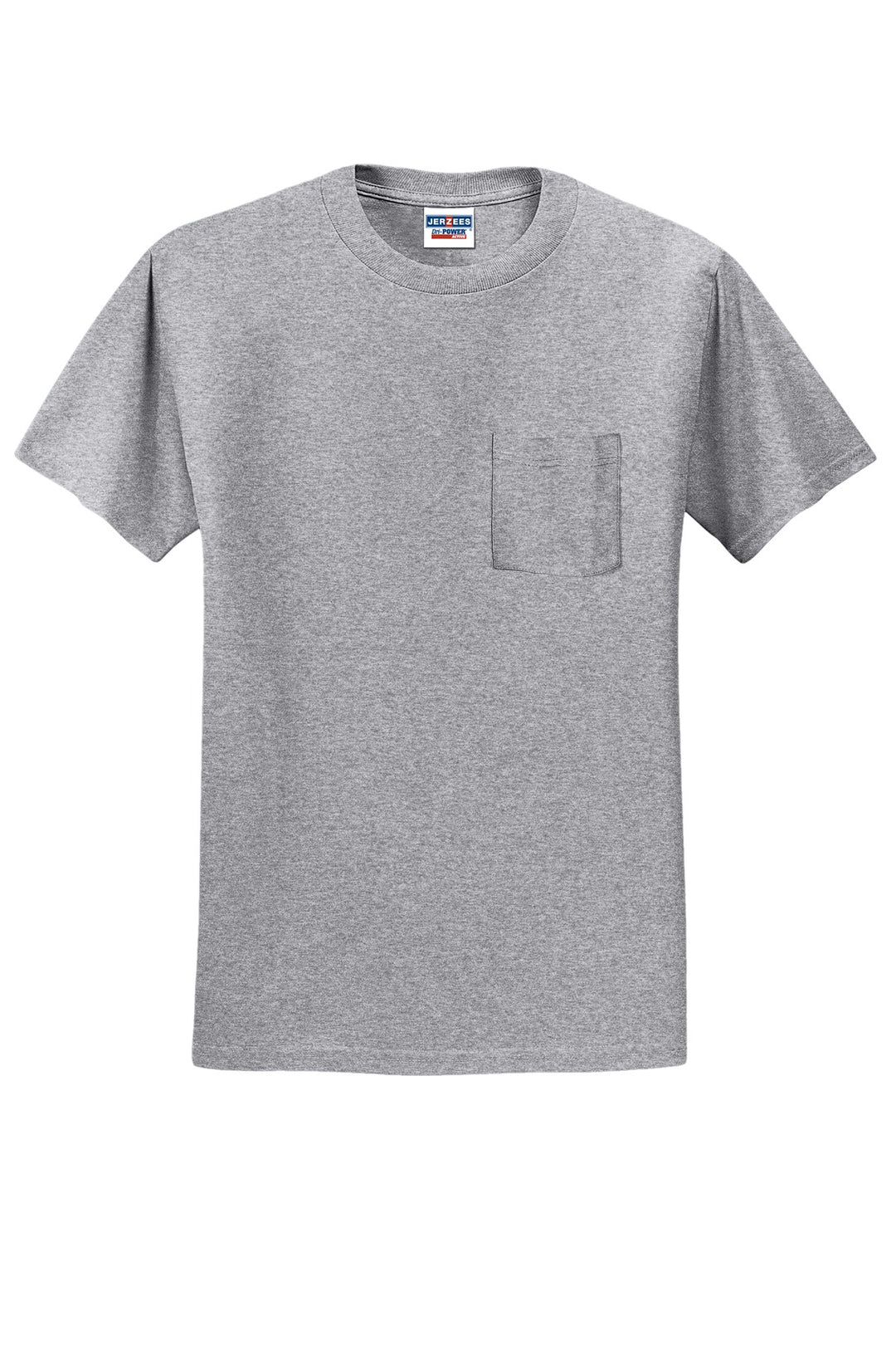 Front View of AthlHthr Jerzees - Dri-Power 50/50 Cotton/Poly Pocket T-Shirt. 29MP