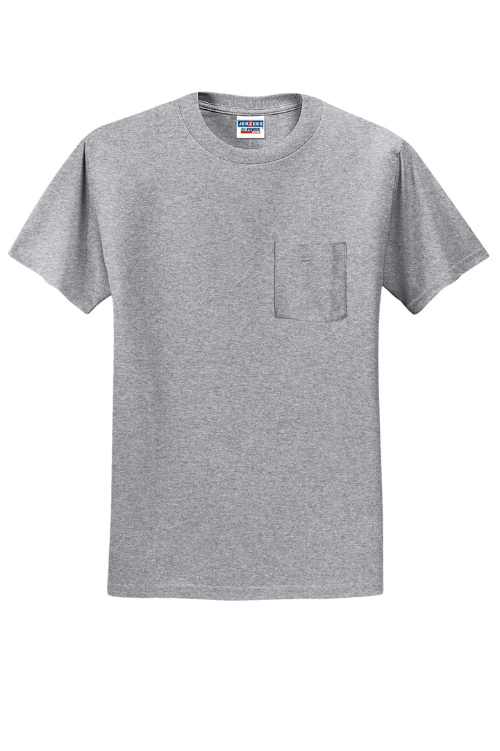 Front View of AthlHthr Jerzees - Dri-Power 50/50 Cotton/Poly Pocket T-Shirt. 29MP