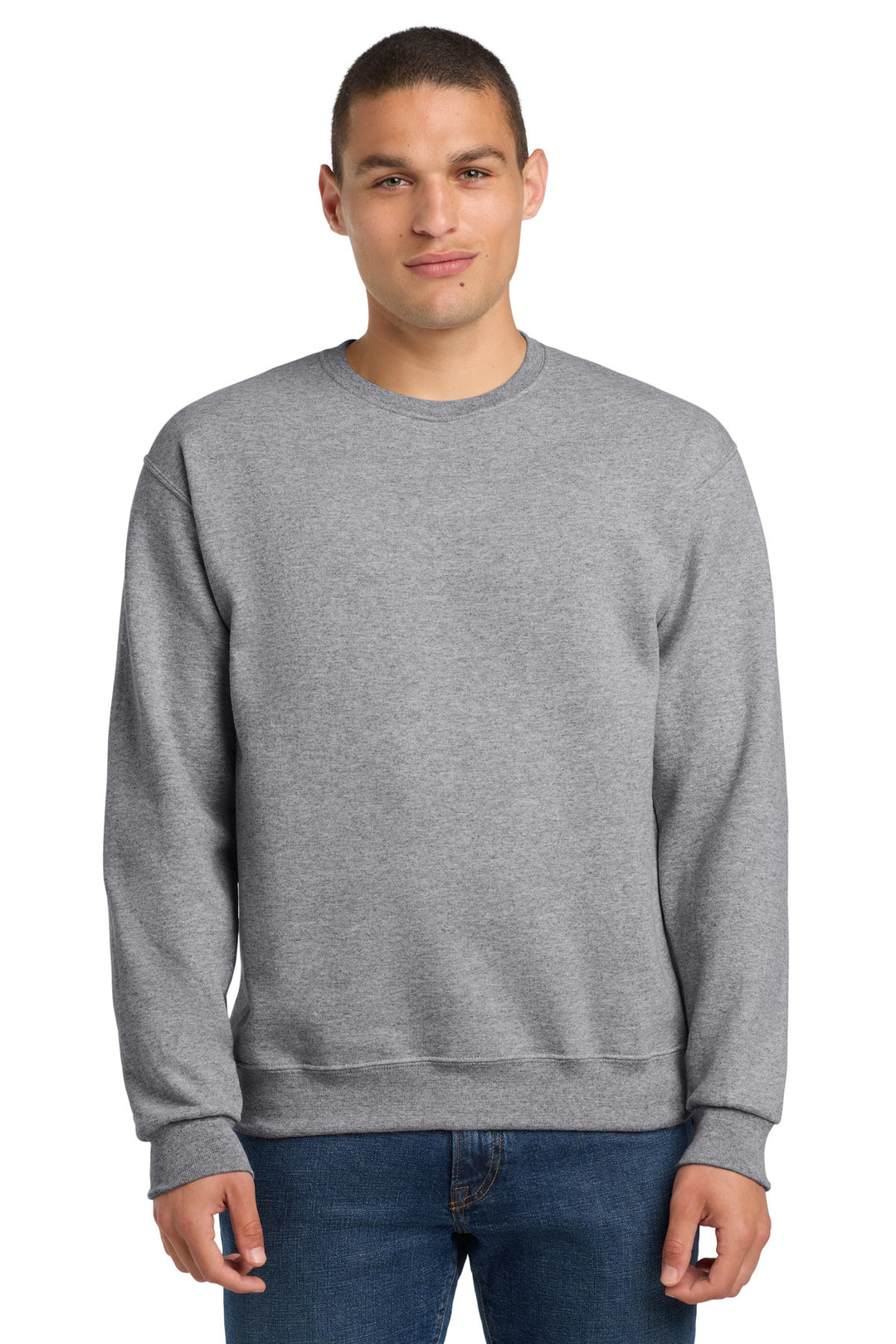 Front View of AthlHthr Jerzees - NuBlend Crewneck Sweatshirt. 562M