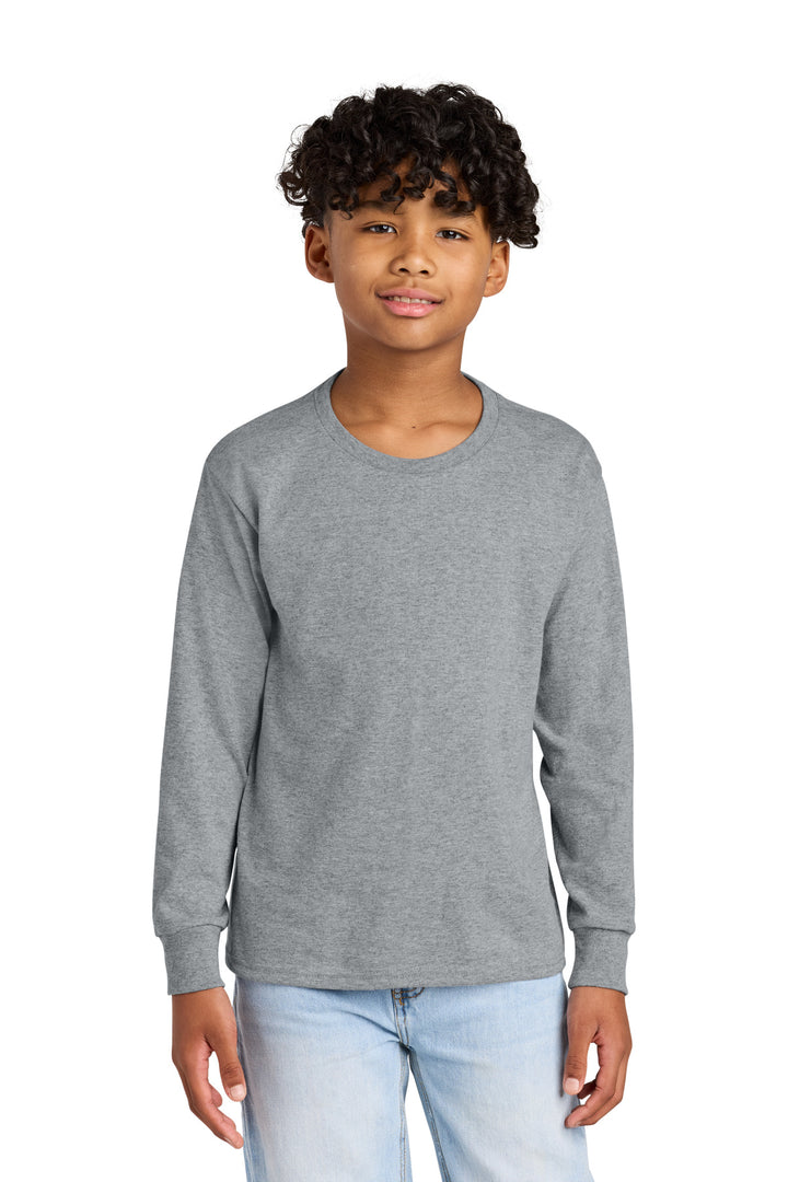 Front View of AthlHthr Jerzees Youth Dri-Power 50/50 Cotton/Poly Long Sleeve 29BL