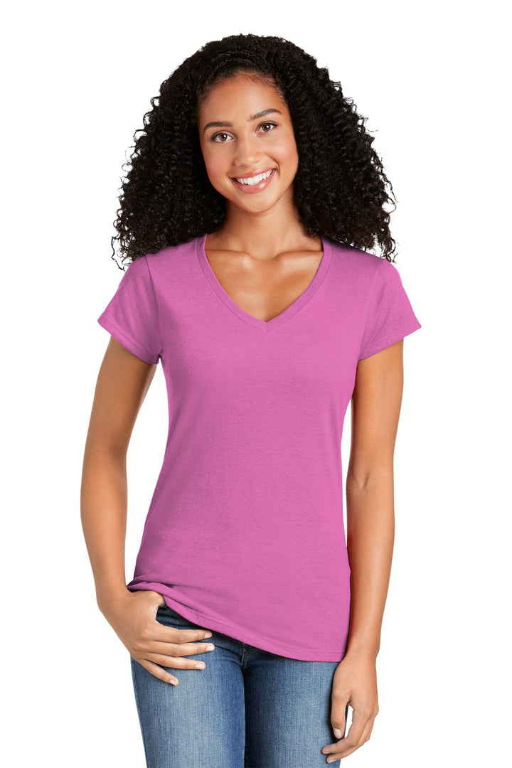 Front View of Azalea Gildan Softstyle Women's Fit V-Neck T-Shirt. 64V00L