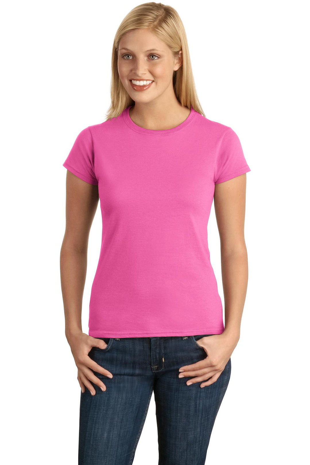 Front View of Azalea Gildan Softstyle Women's T-Shirt. 64000L