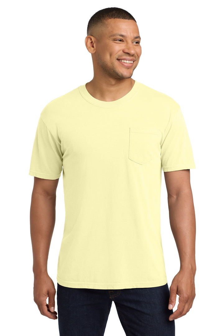 Front View of Banana COMFORT COLORS Heavyweight Ring Spun Pocket Tee. 6030