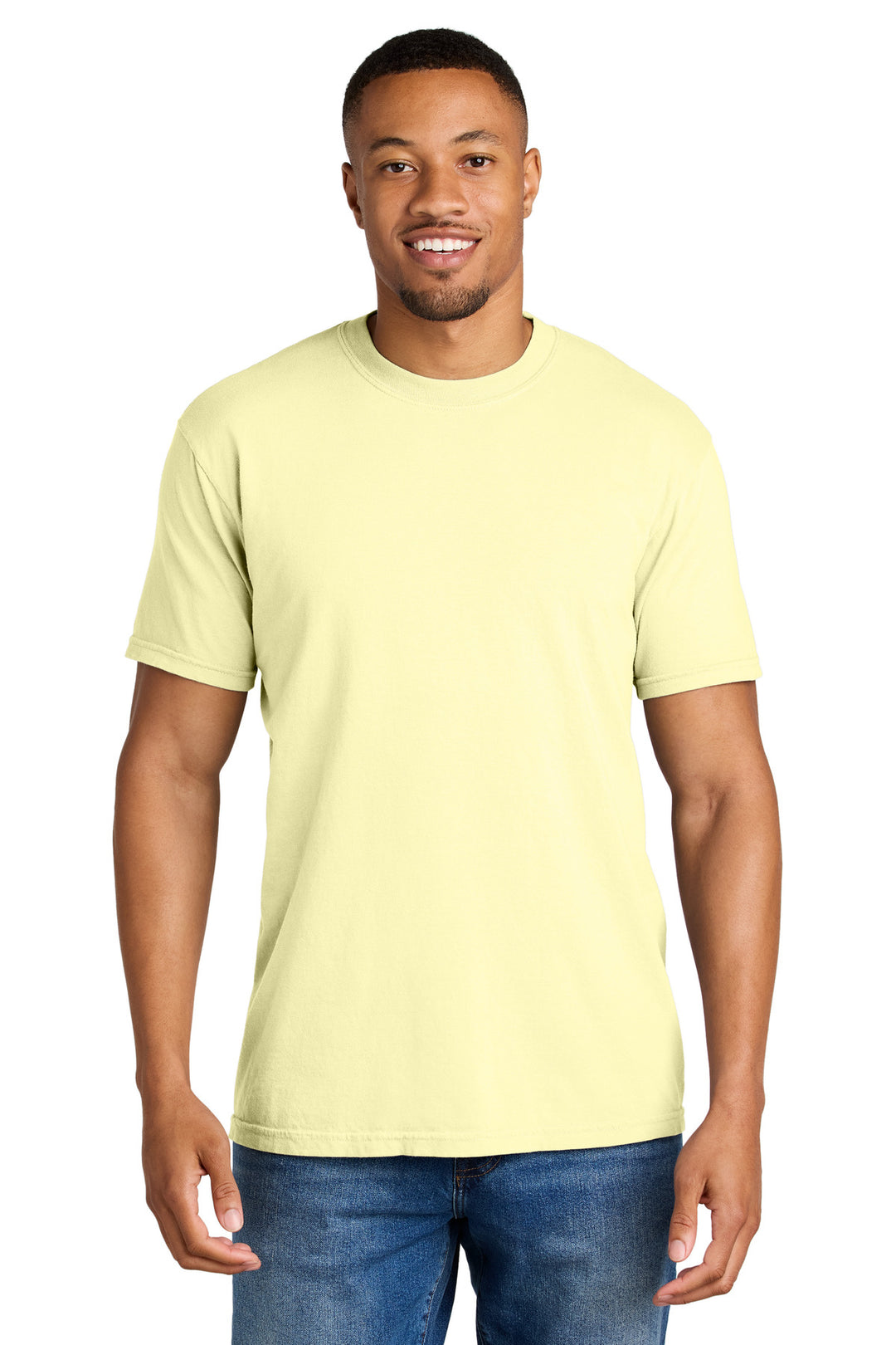 Front View of Banana COMFORT COLORS Heavyweight Ring Spun Tee. 1717