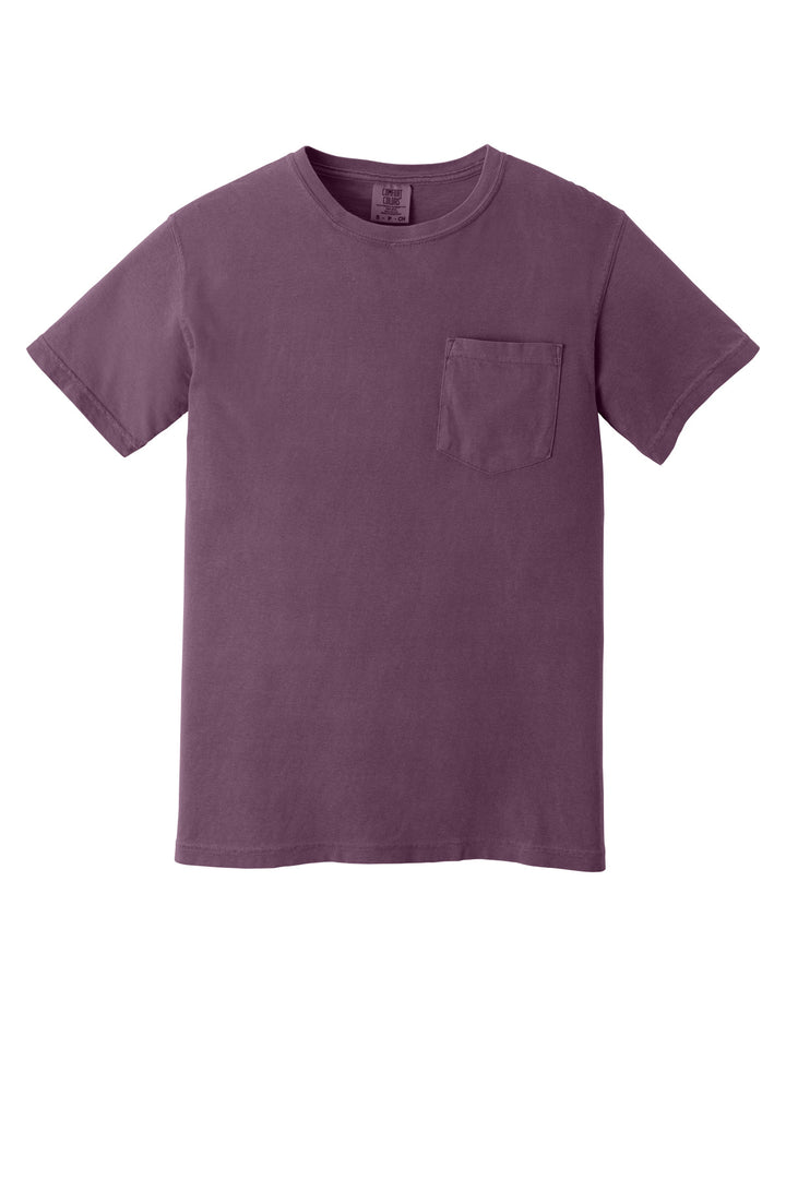 Front View of Berry COMFORT COLORS Heavyweight Ring Spun Pocket Tee. 6030