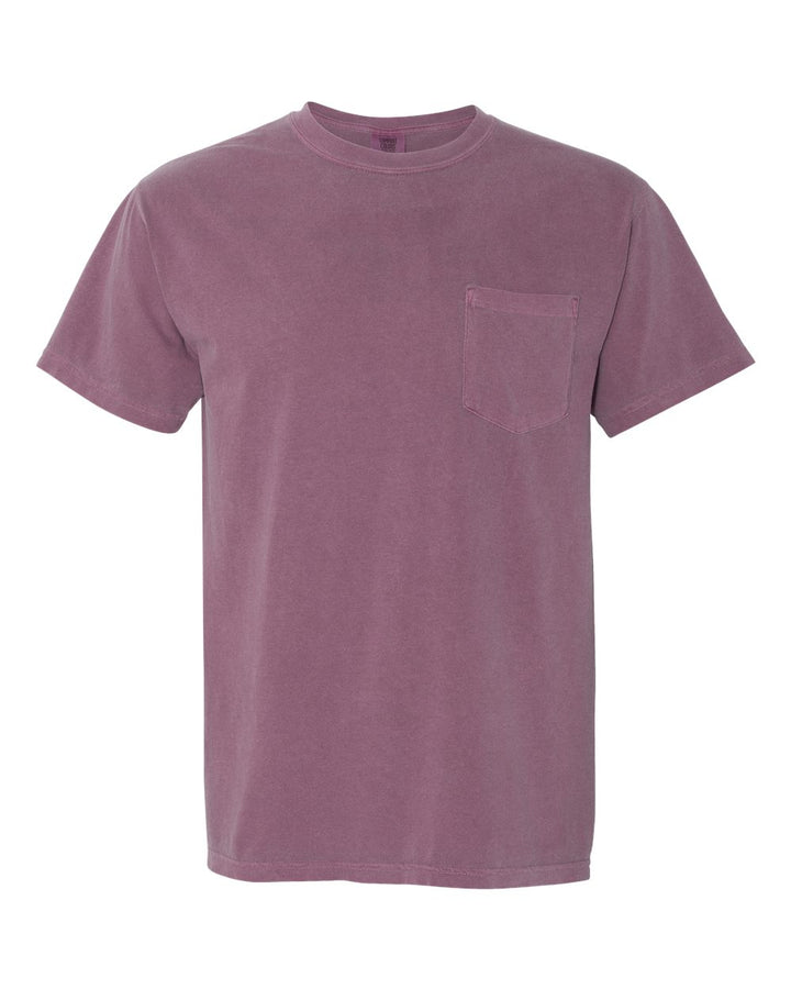Front View of Berry Garment-Dyed Heavyweight Pocket T-Shirt - 6030