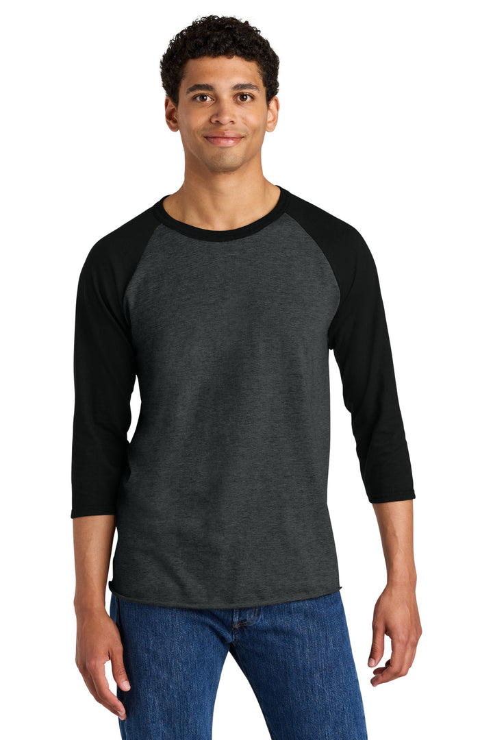 Front View of BkIkH/BkIk Jerzees Unisex Premium Blend Combed Ring Spun 3/4-Sleeve Raglan 560R