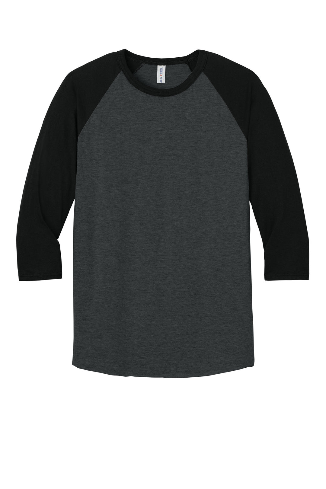 Front View of BkIkH/BkIk Jerzees Unisex Premium Blend Combed Ring Spun 3/4-Sleeve Raglan 560R