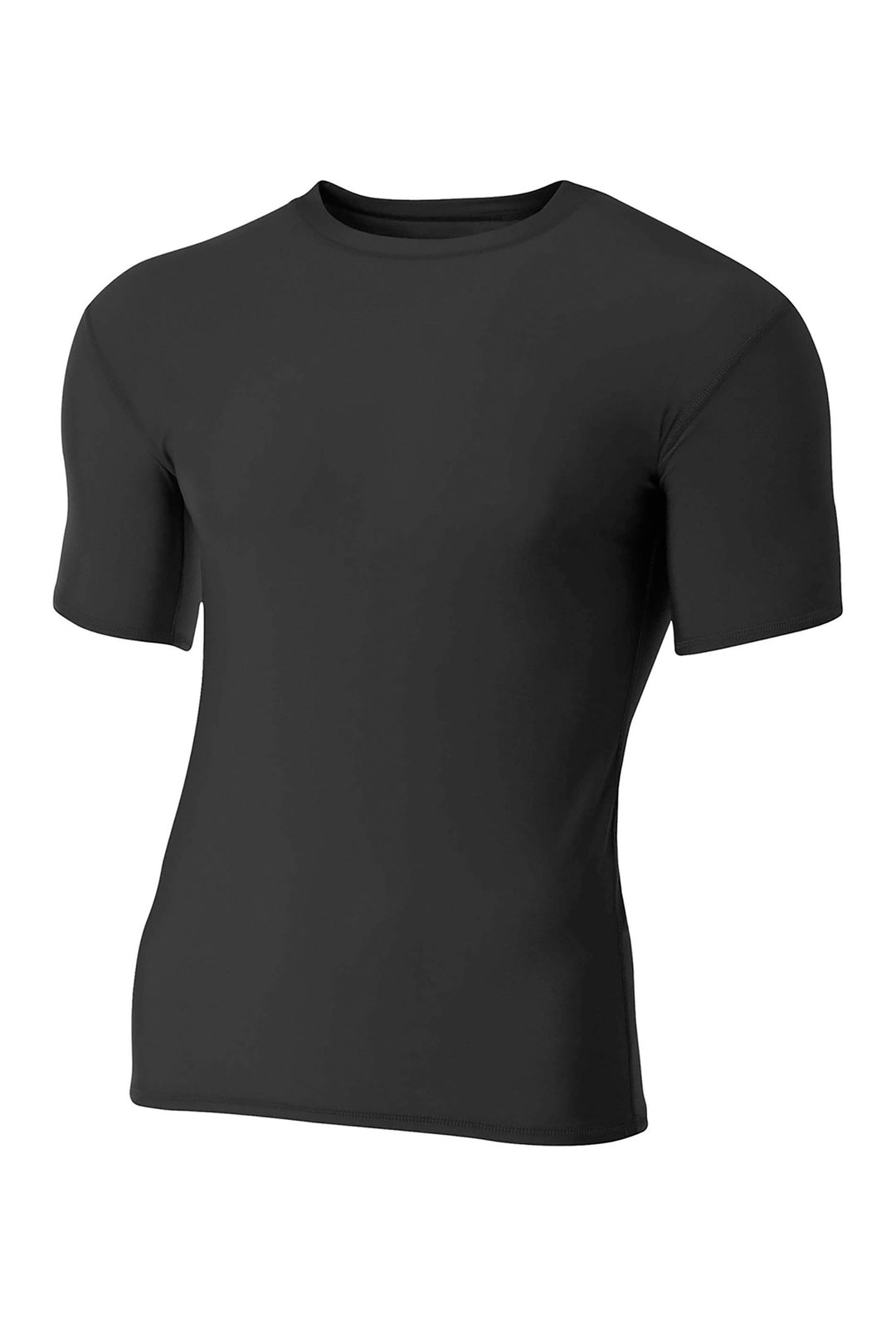 Front View of Black A4 Compression Short Sleeve Tee A4N3130