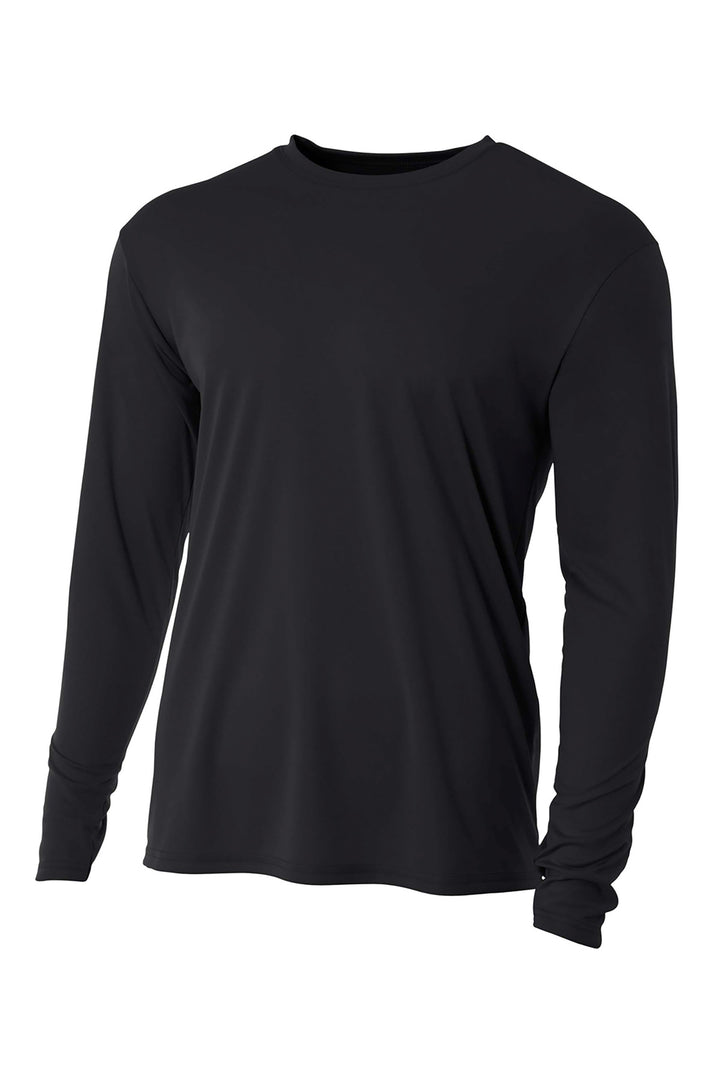 Front View of Black A4 Youth Cooling Performance Long Sleeve Tee A4NB3165